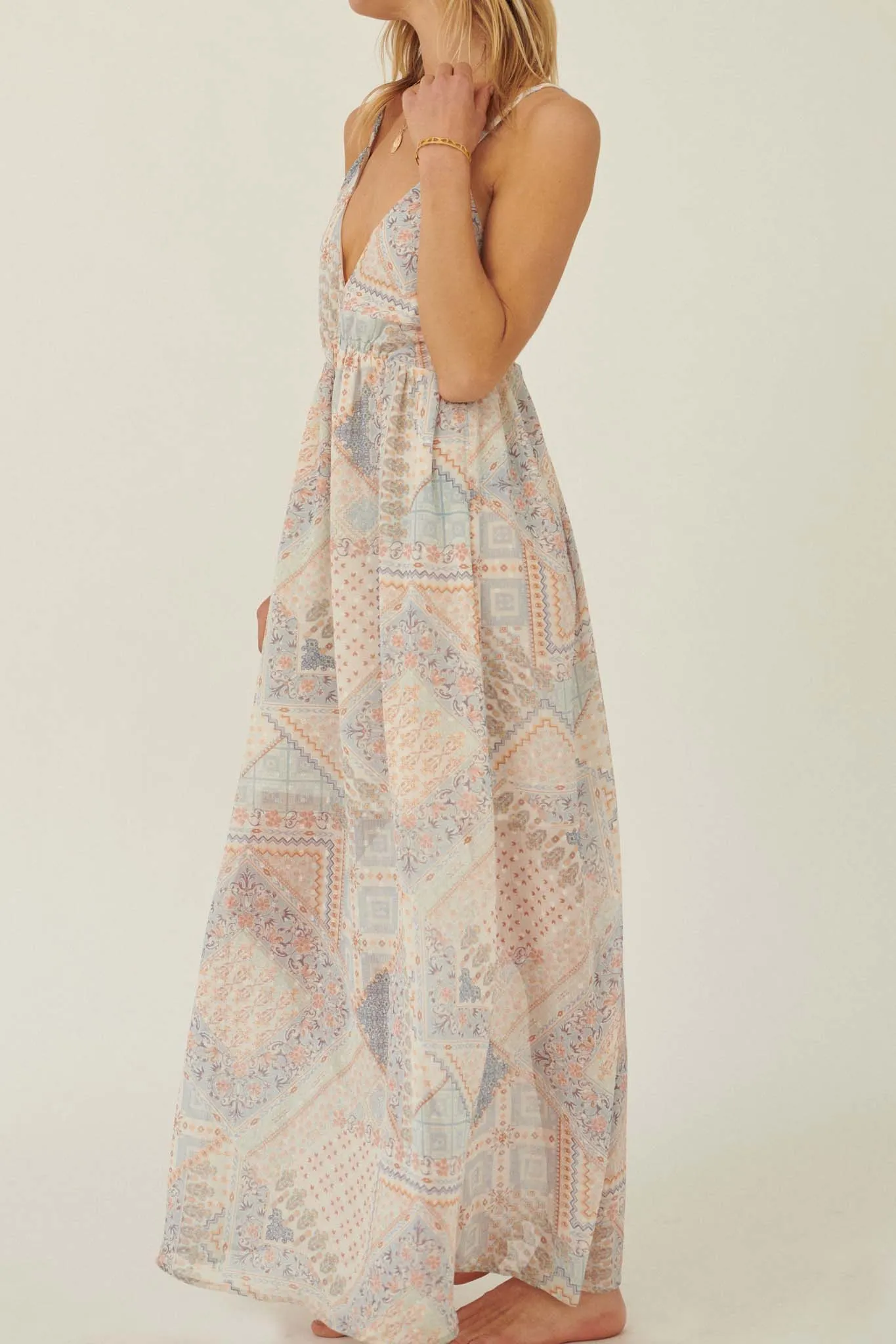 Beautiful Truth Patchwork Chiffon Maxi Dress