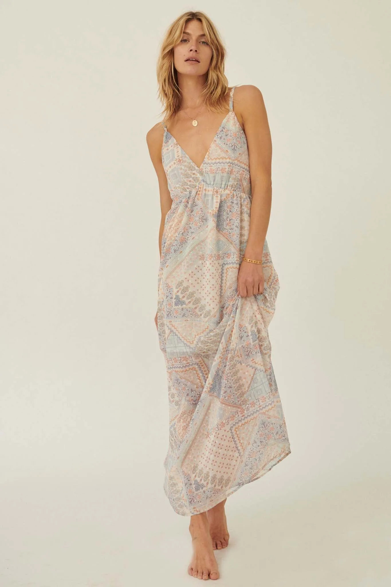 Beautiful Truth Patchwork Chiffon Maxi Dress