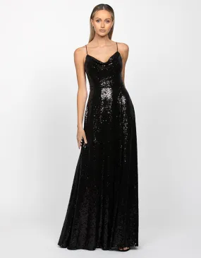 BEC SEQUIN COWL NECK WRAP GOWN B56D02L