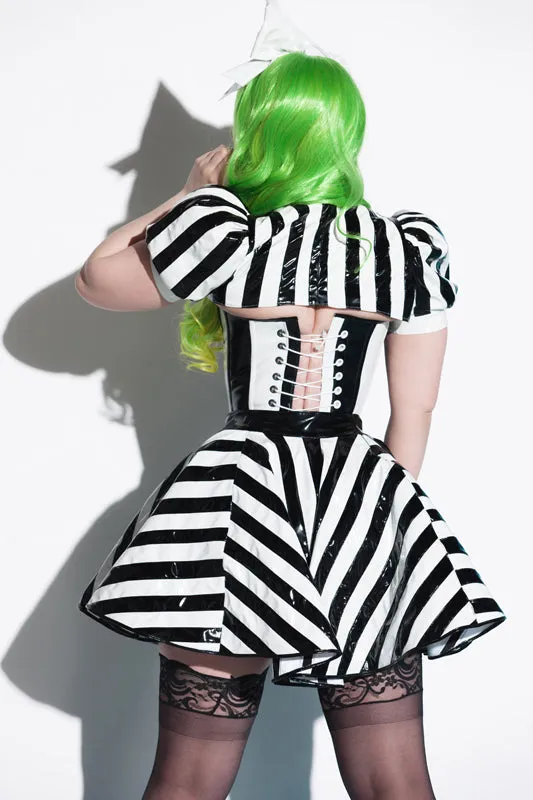 Beetlejuice Padded bust cup striped PVC Corset