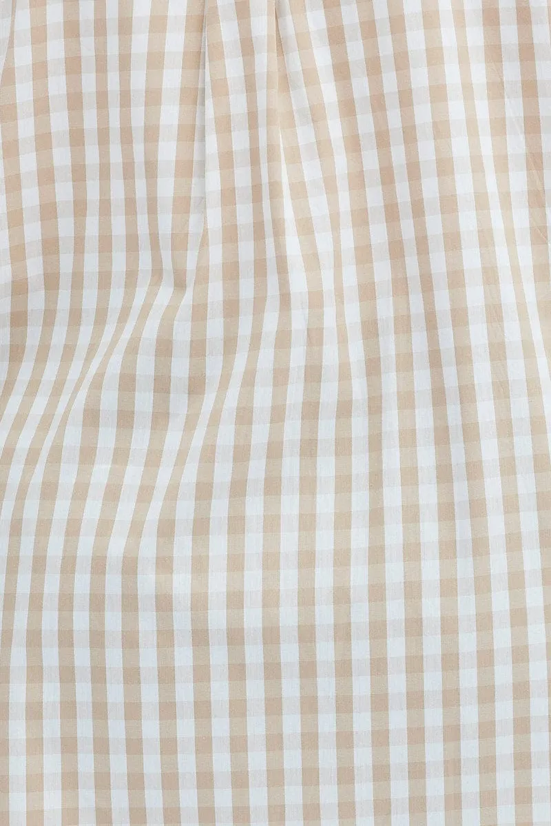 Beige Check Relaxed Shirt Long Sleeve Mixed Check