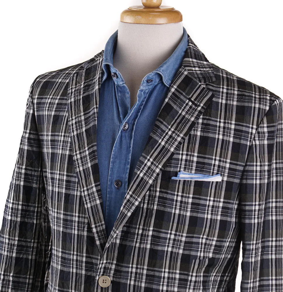 Belvest Ultra-Light Wool Sport Coat in Navy Check