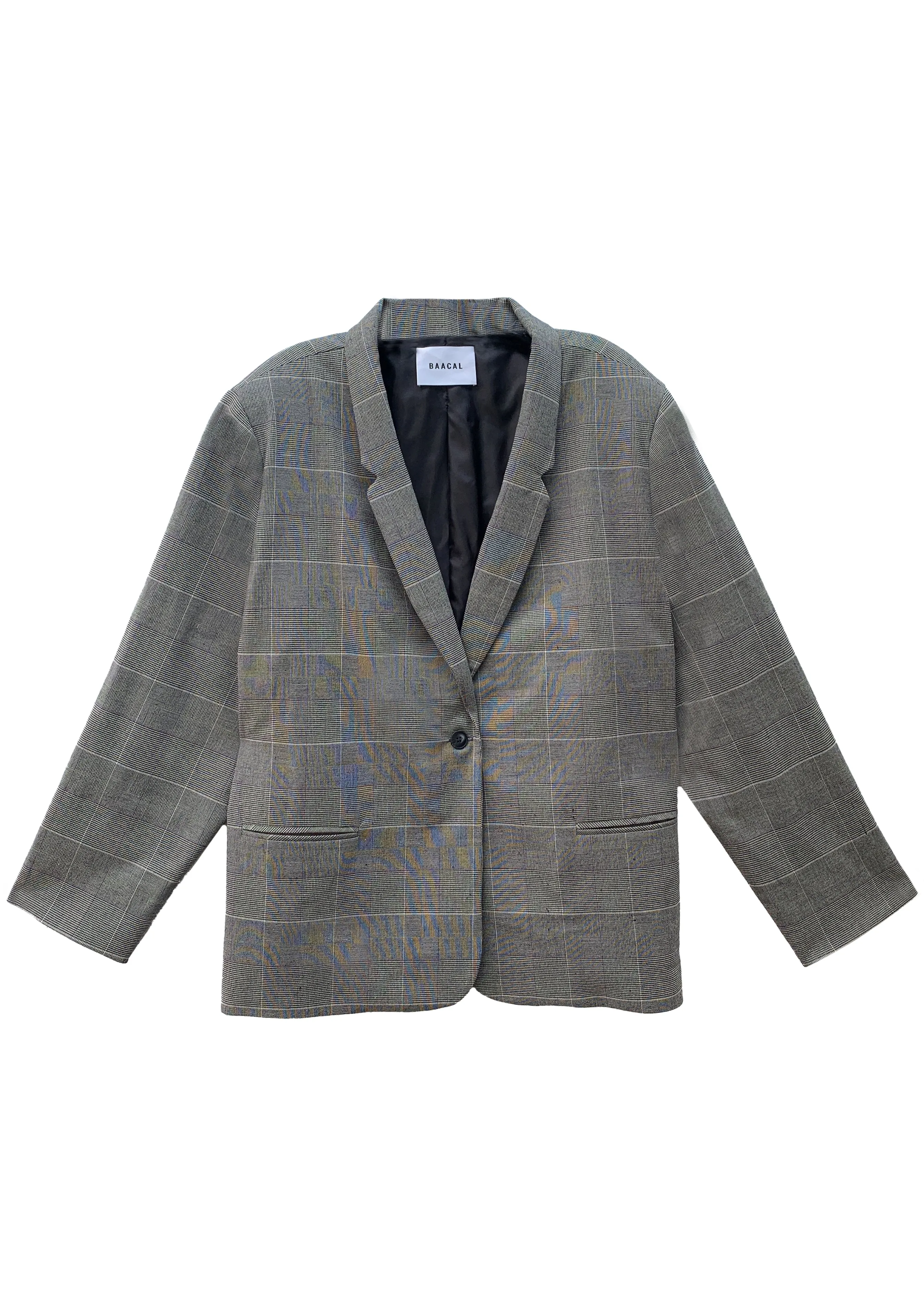 Bett Soft Tailored Blazer - Large Taupe Glen Plaid - BAACALxBECCA