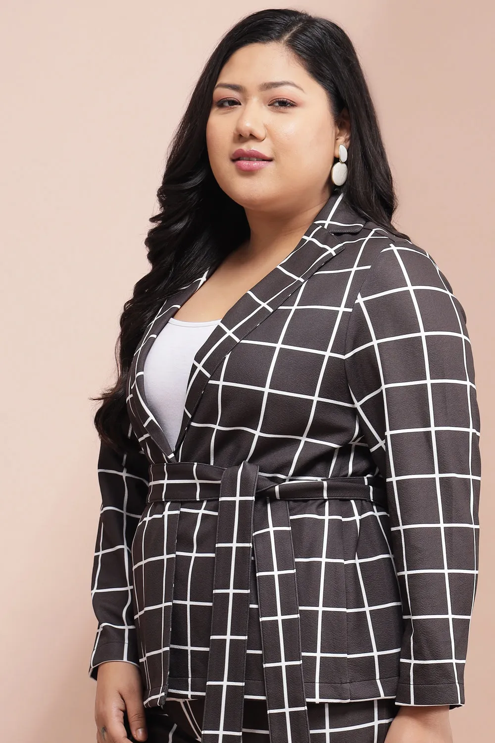 Black White Check Blazer