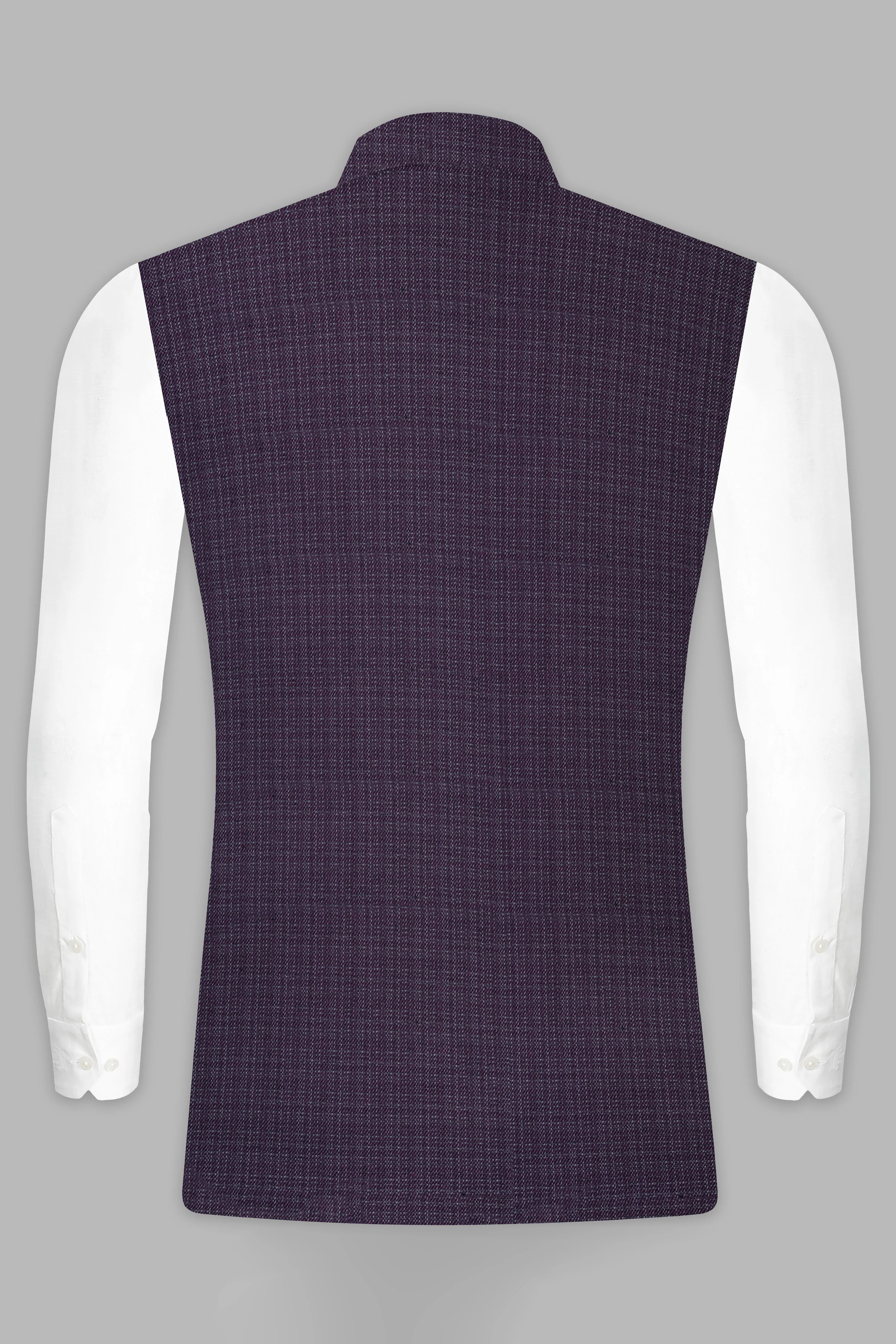 Blackcurrant Textured Wool Rich Nehru Jacket