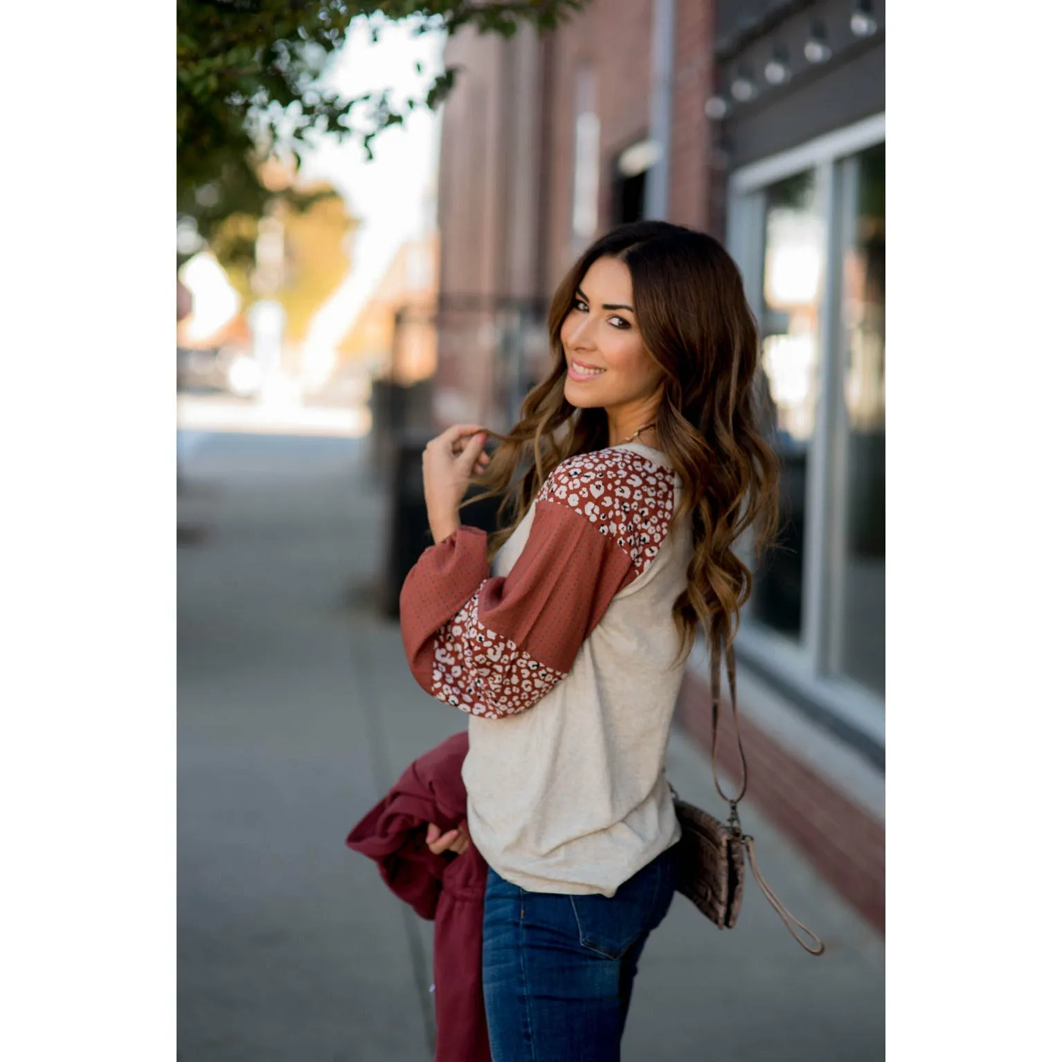 Blooming Sleeves Spotted Leopard Blouse