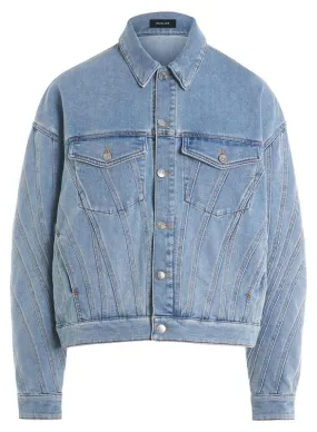 blue oversize spiral denim jacket