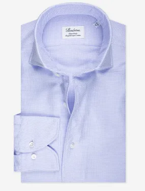 Blue Textured Cotton Fitted Body Shirt