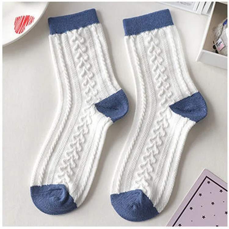 Blue Textured Teddy Bear Socks