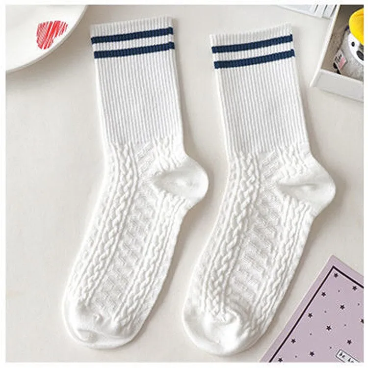 Blue Textured Teddy Bear Socks