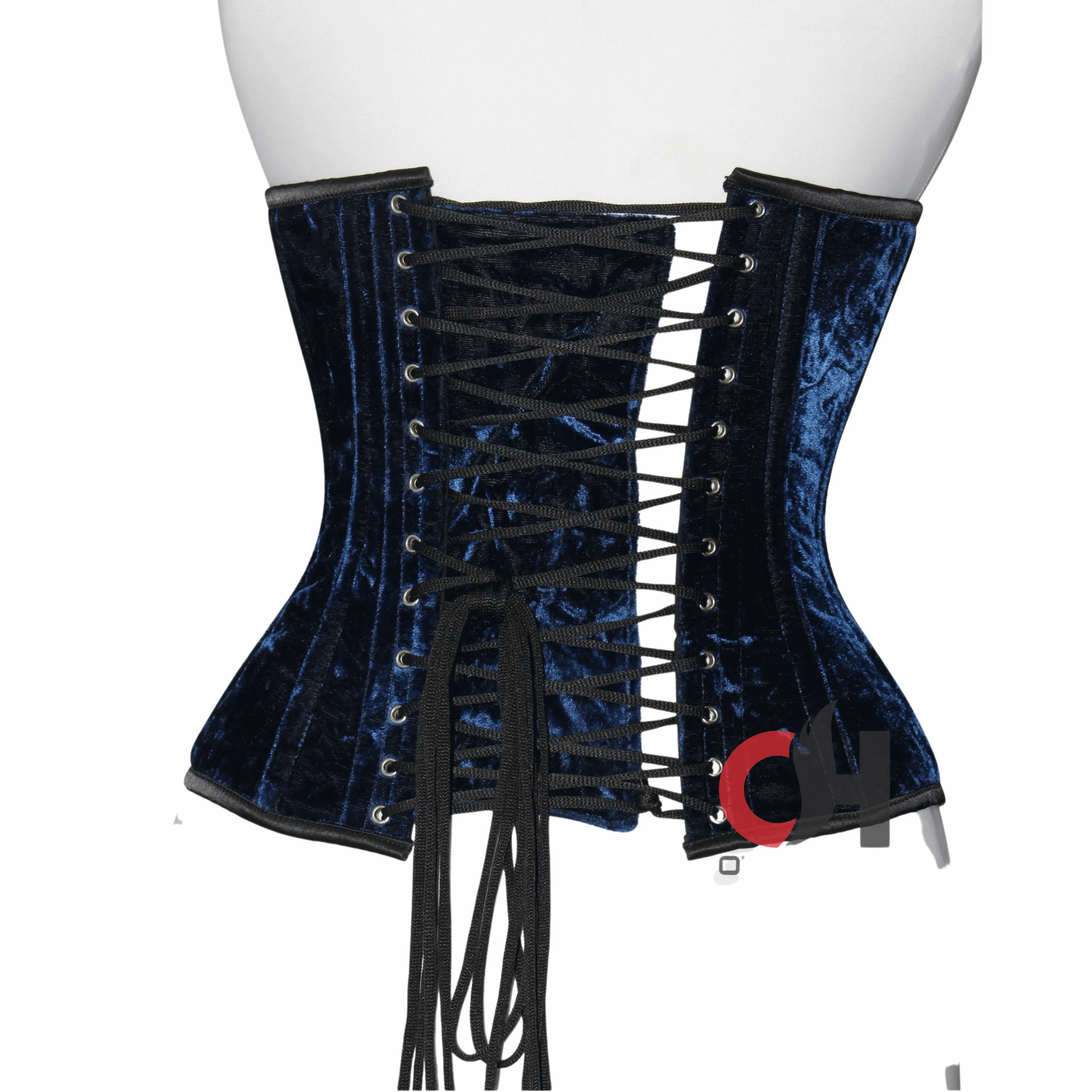 Blue Velvet Underbust Corset Steel Boned