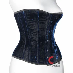 Blue Velvet Underbust Corset Steel Boned