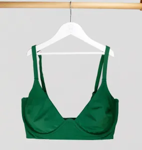 Body contour underwired longline bralette [Forest Green]