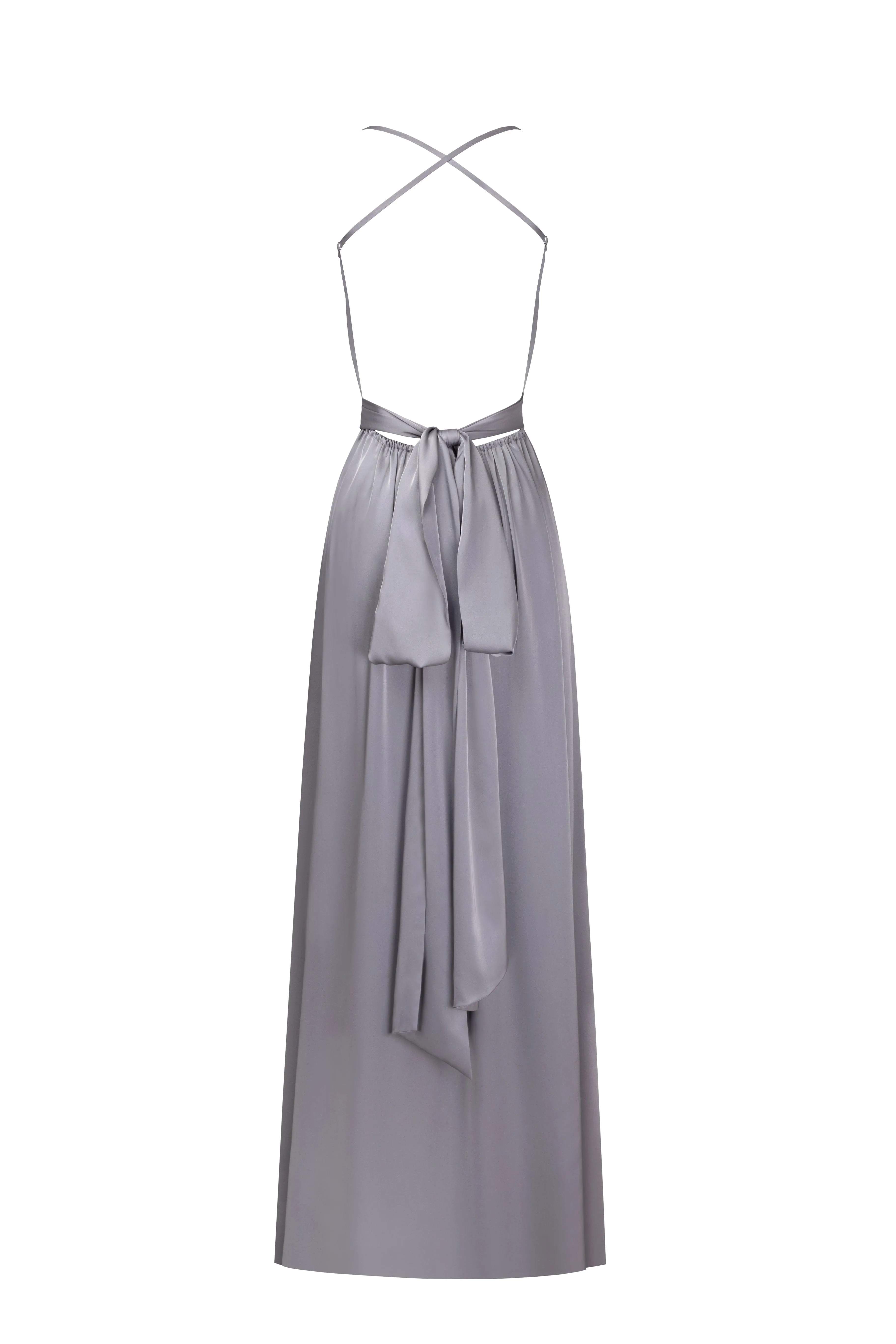 Boudoir silver silk slip dress