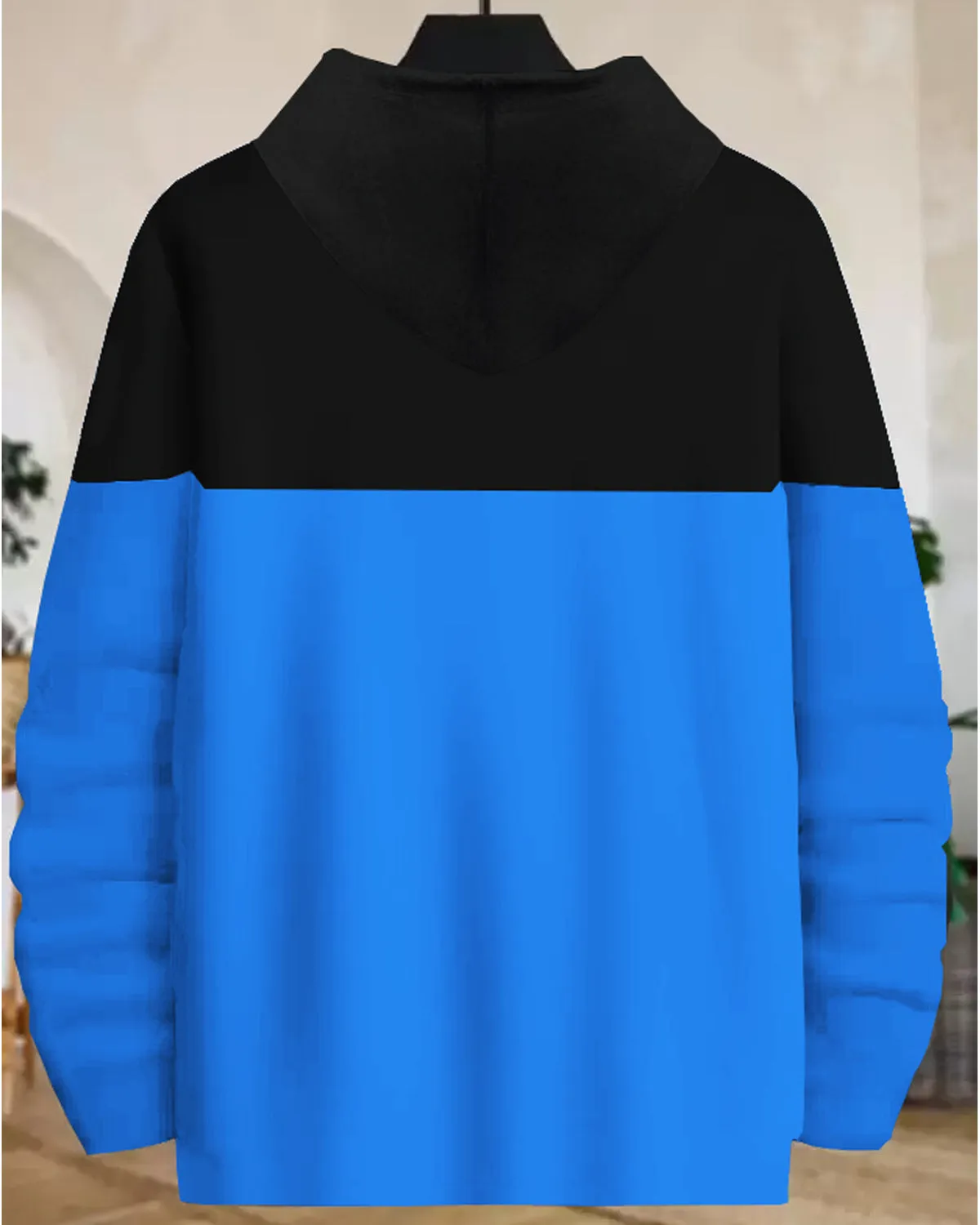 Boys Black-Royal blue Hoodie with Drawstring