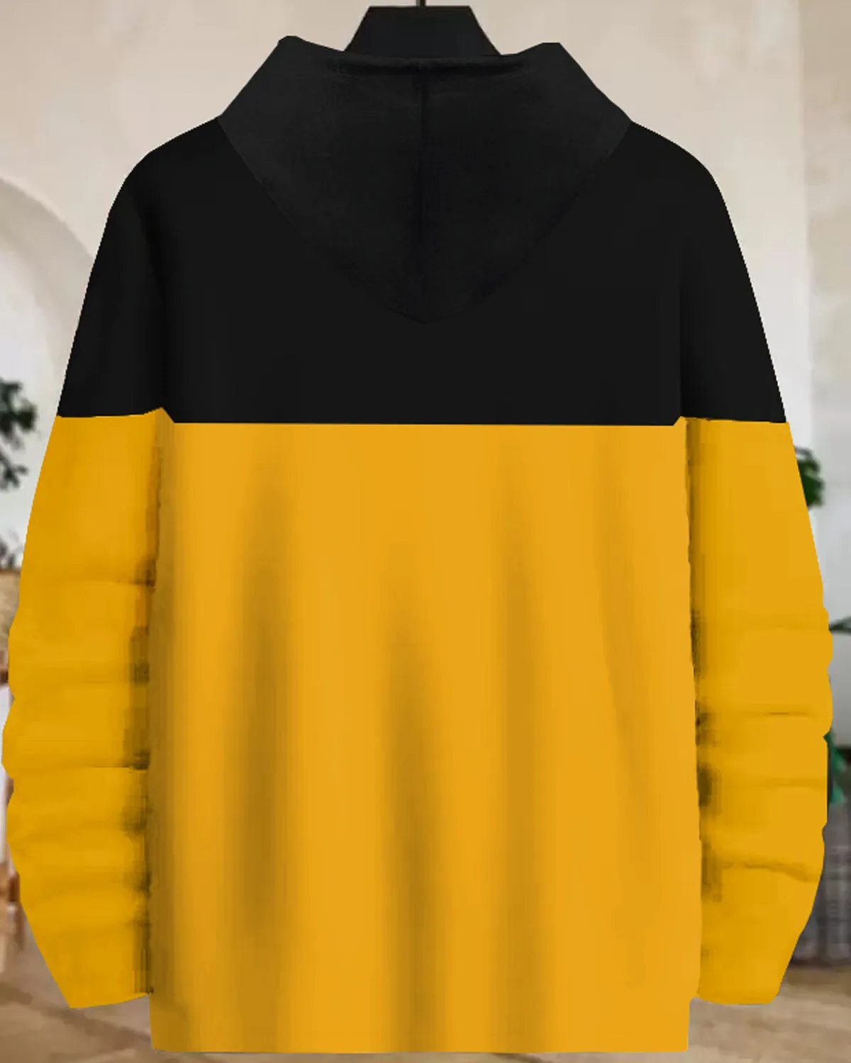 Boys Hooded T-Shirt - Black Yellow with Drawstring