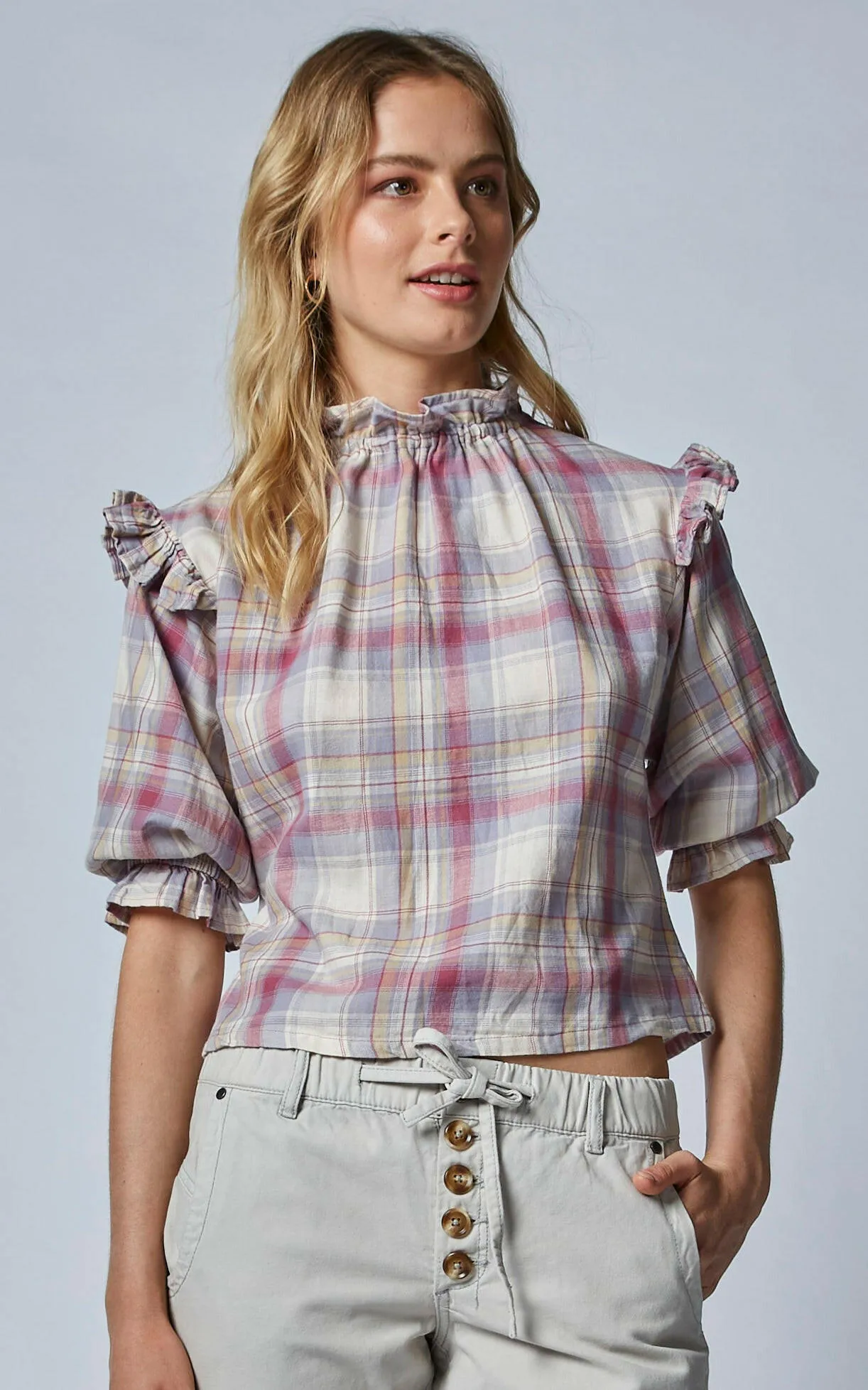 Bridget Cotton Check Top