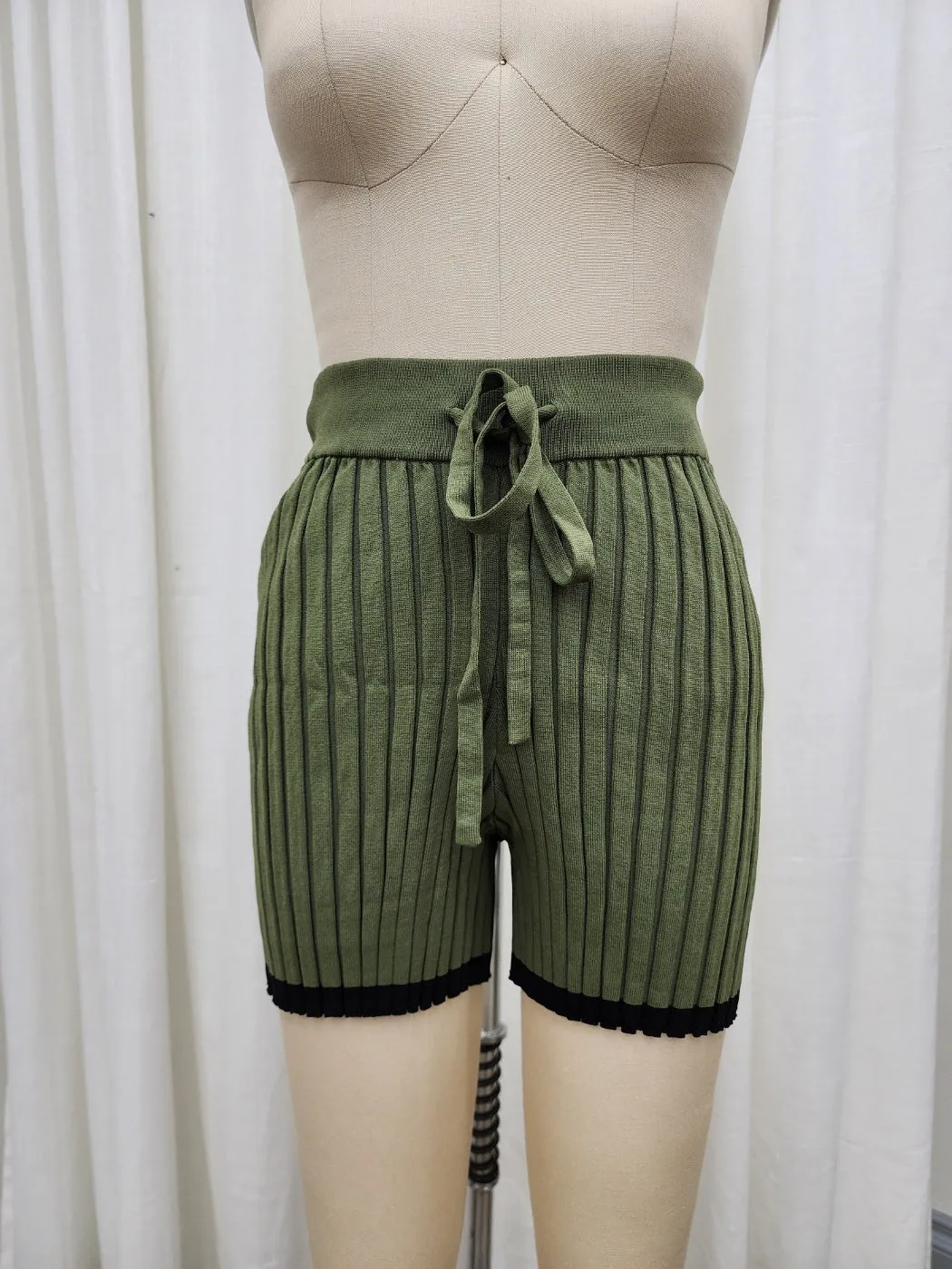 Brooke Ribbed Knit Top and Short Set in Green - Nursing Friendly