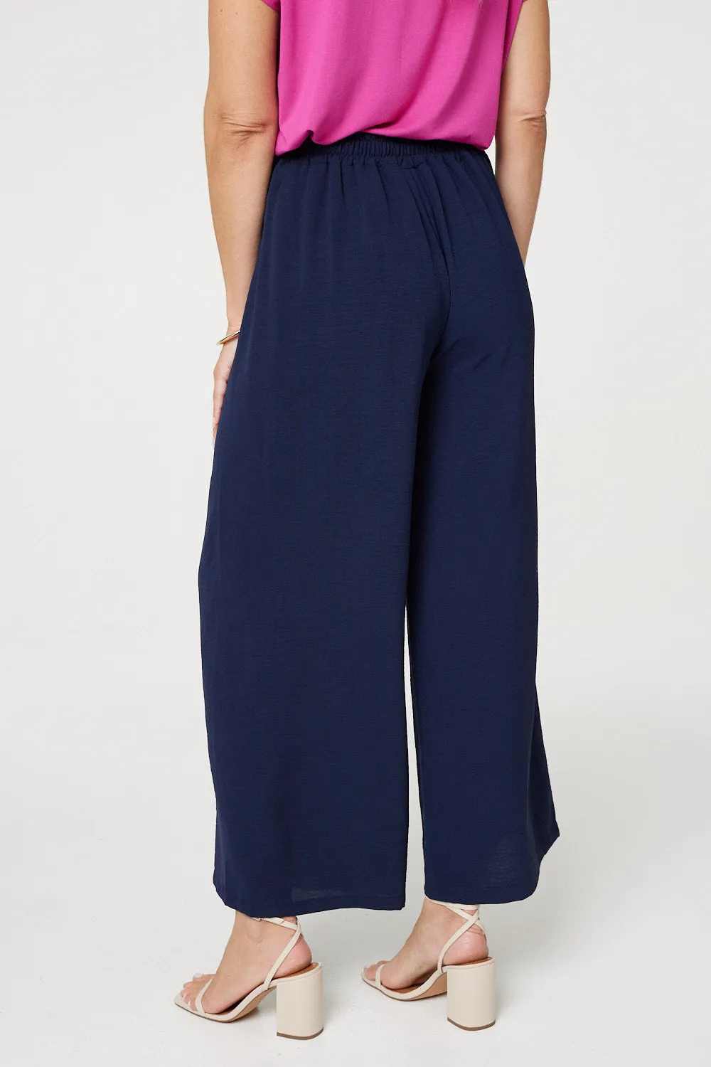 Button Detail Wide Leg Trousers