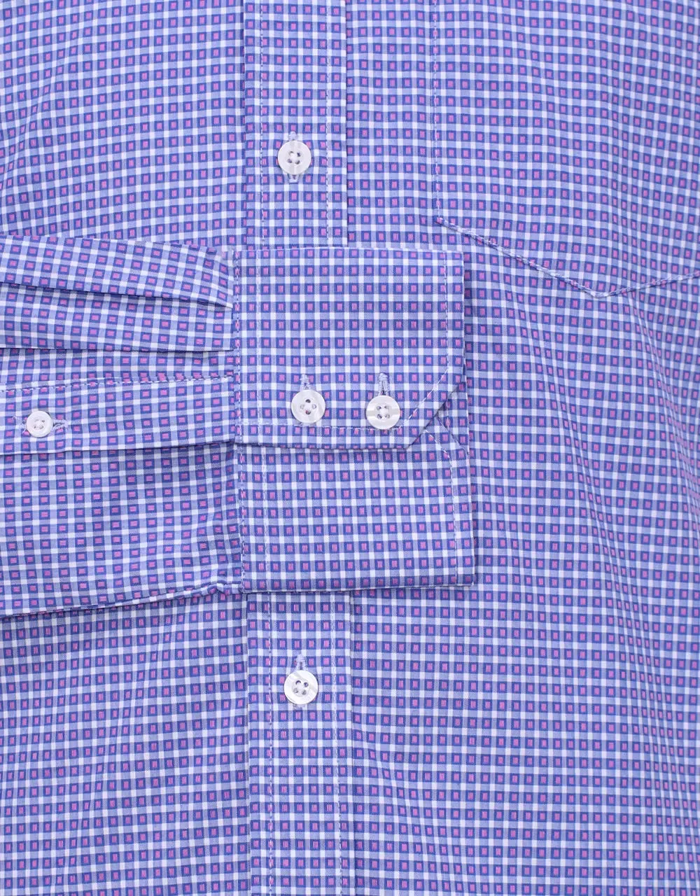 Button Down Shirt - Blue And Pink Small Check Shirt