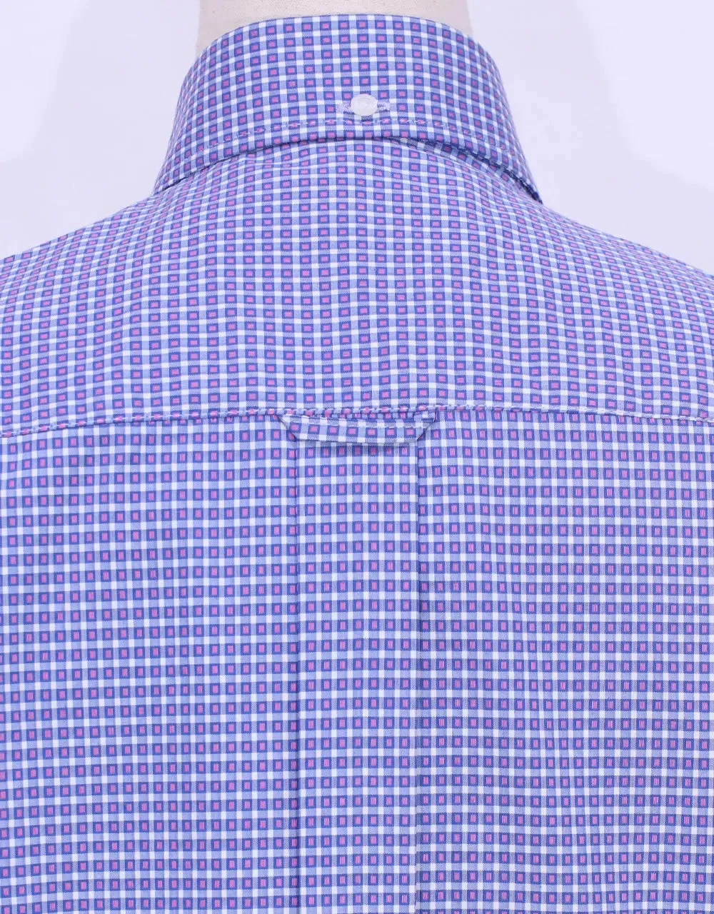 Button Down Shirt - Blue And Pink Small Check Shirt