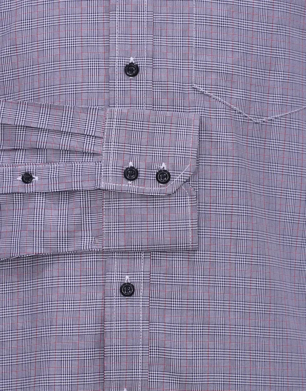 Button Down Shirt - Grey Prince Of Wales Check Shirt