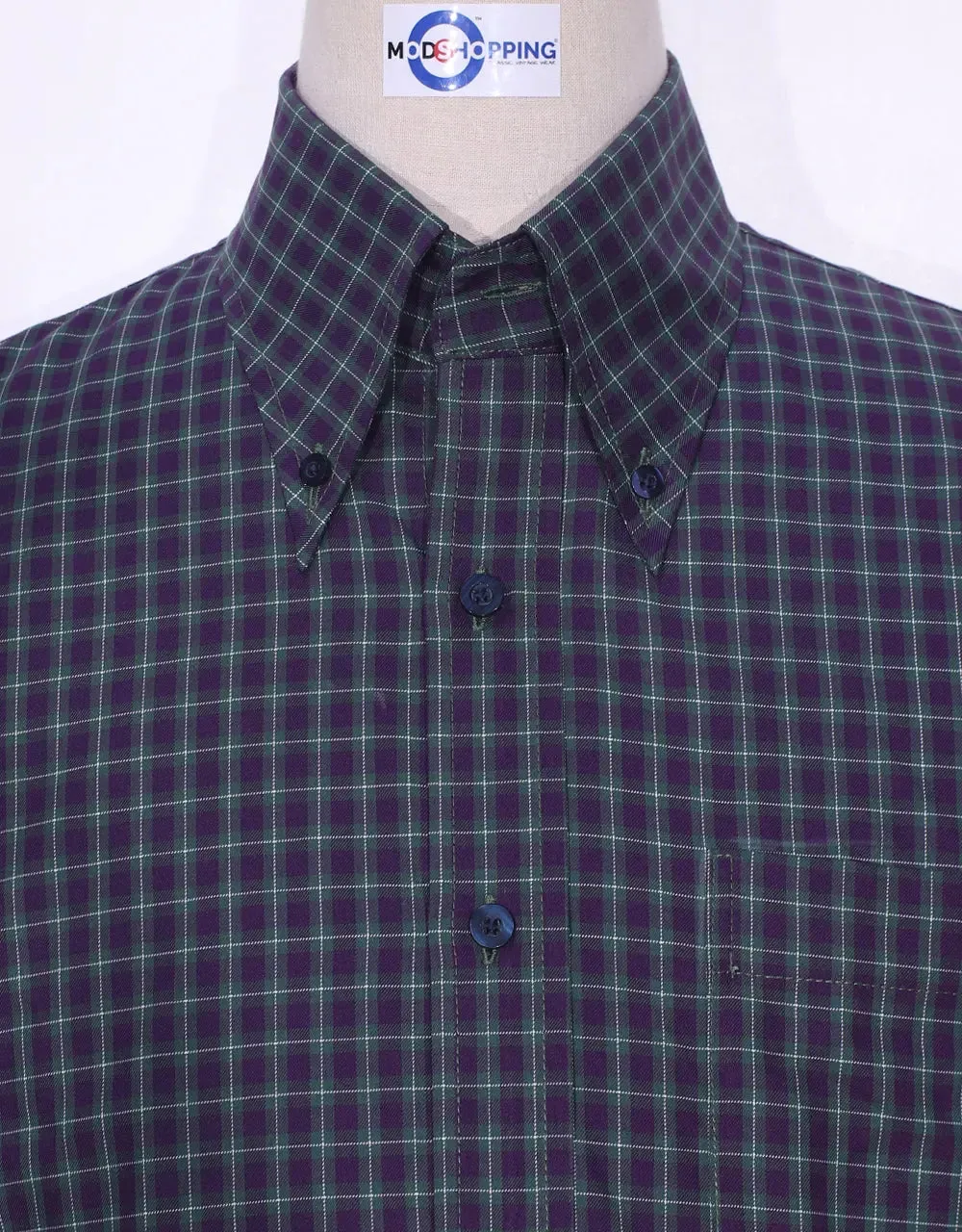 Button Down Shirt | Purple and Green Gingham Check Shirt