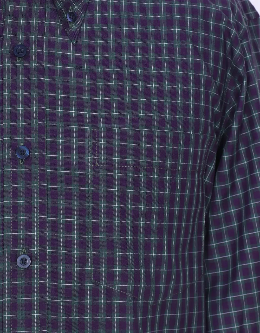 Button Down Shirt | Purple and Green Gingham Check Shirt