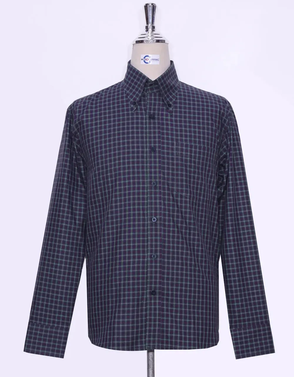 Button Down Shirt | Purple and Green Gingham Check Shirt