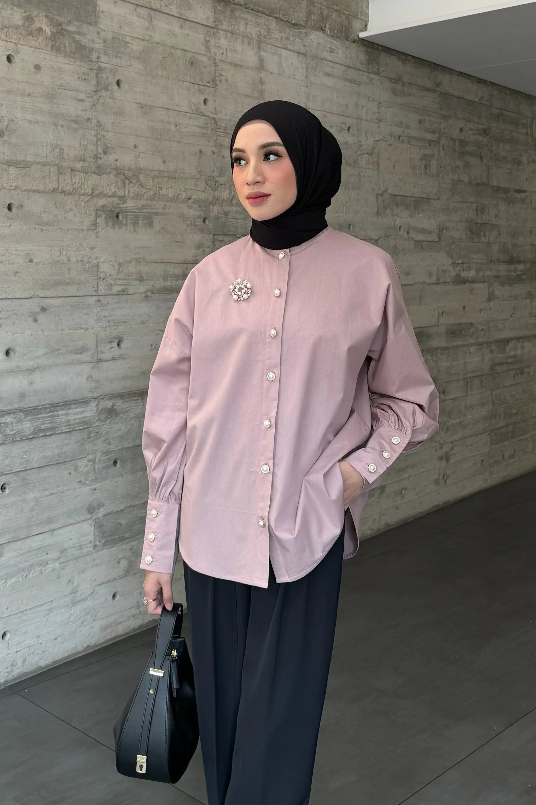 Button Shirt - Tea Rose - Kemeja Atasan Wanita Bahan Katun Premium TP1582600