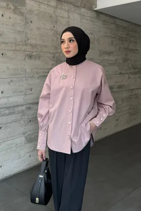 Button Shirt - Tea Rose - Kemeja Atasan Wanita Bahan Katun Premium TP1582600