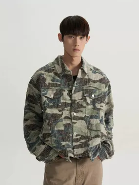 Camouflage Textured Buttoned Jacket