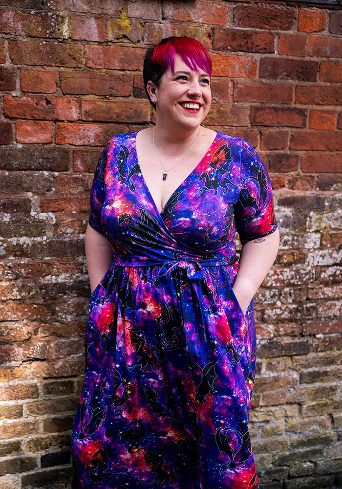 Celestia Dragon Galaxy Print Midi Dress