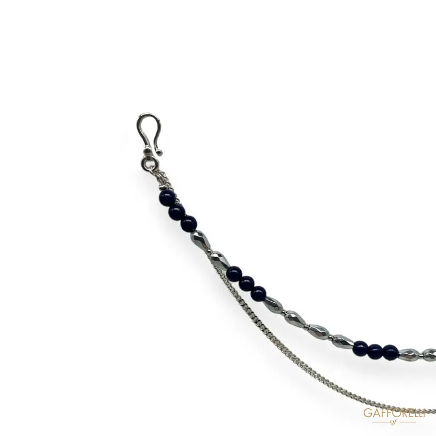 Chain for Men’s Trousers with Blue and Silver Irregular Shaped Balls- Art. U600- Gafforelli Srl