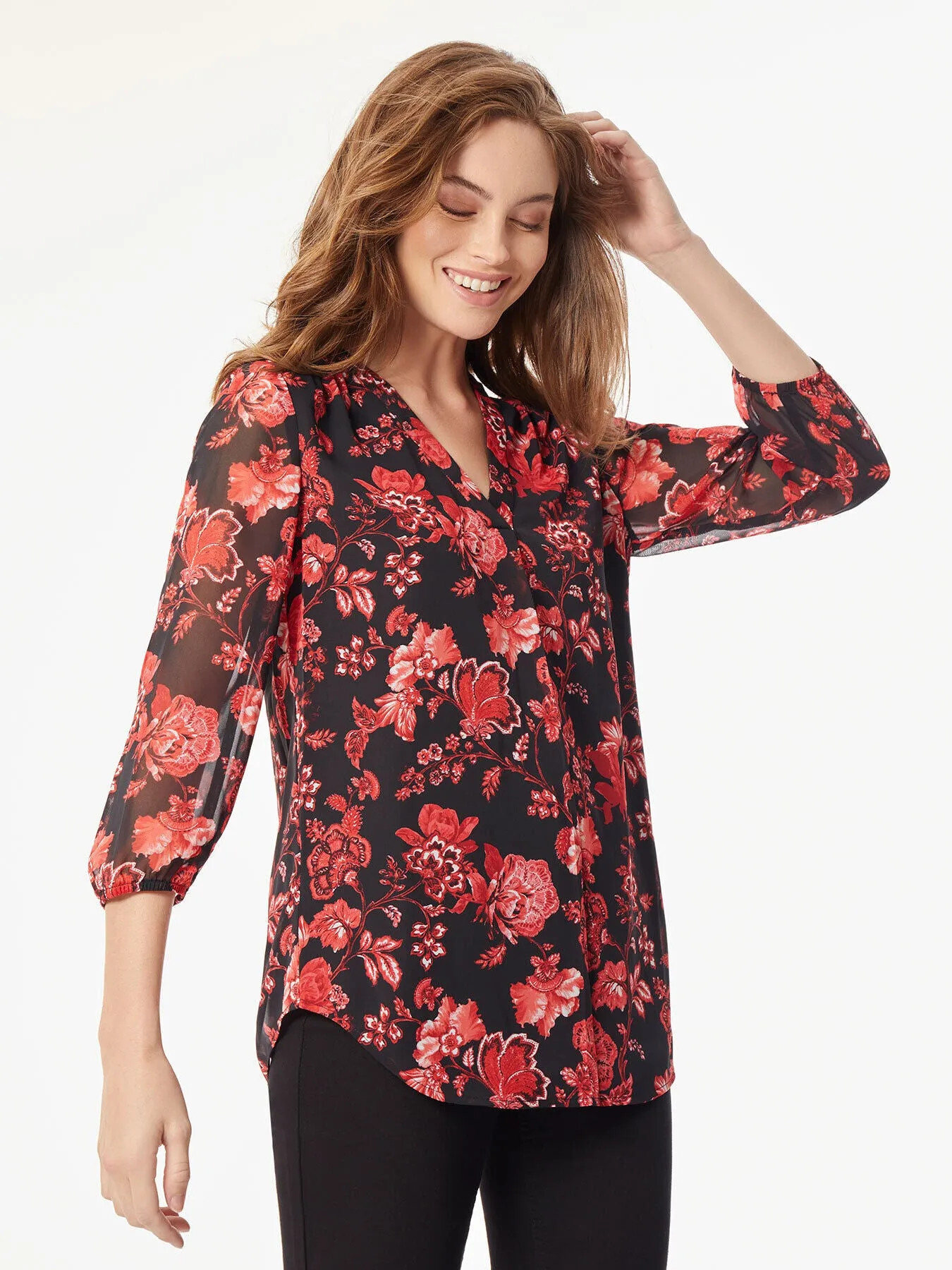 Chiffon V-Neck Kelly Blouse