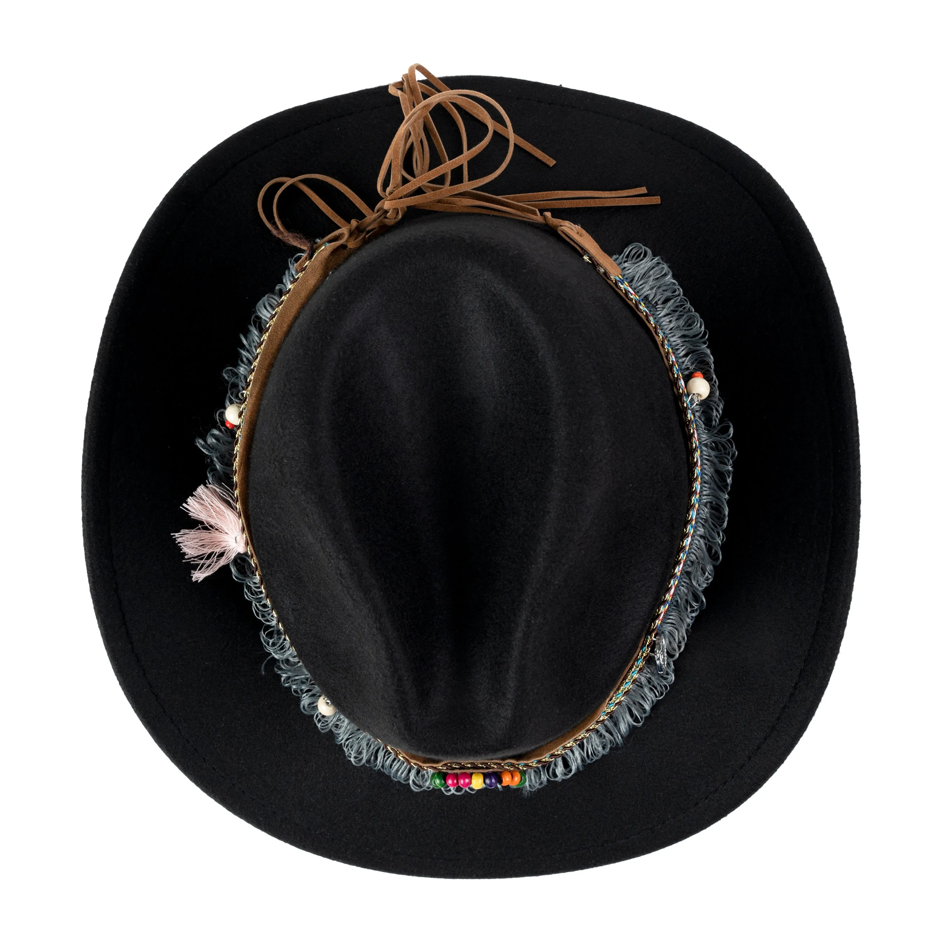 Chokore Boho-Tibetan Ethnic Cowboy Hat (Black)