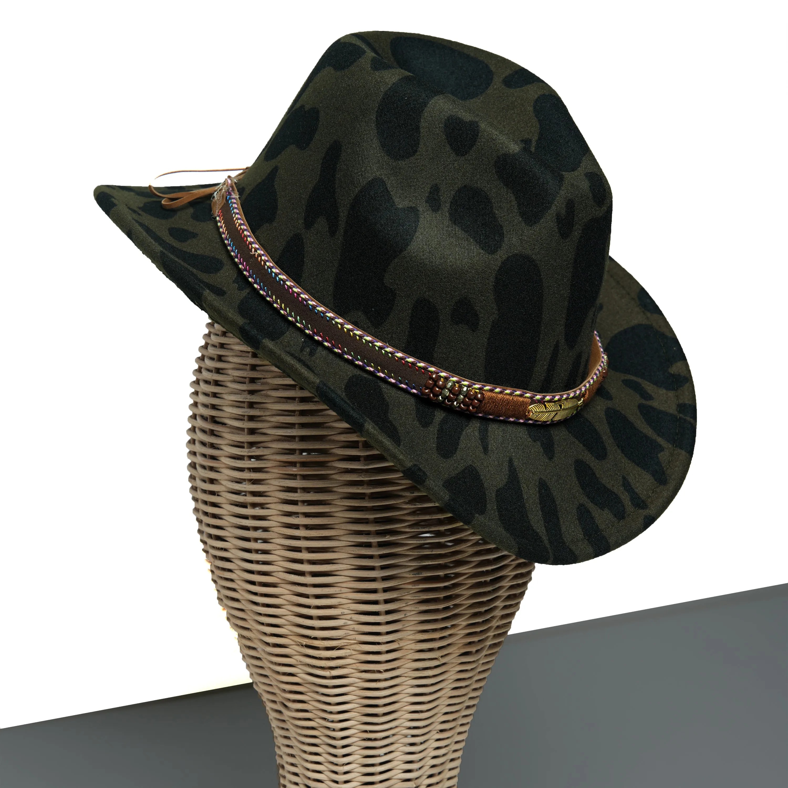 Chokore Cow Print Cowboy Hat (Olive Green)