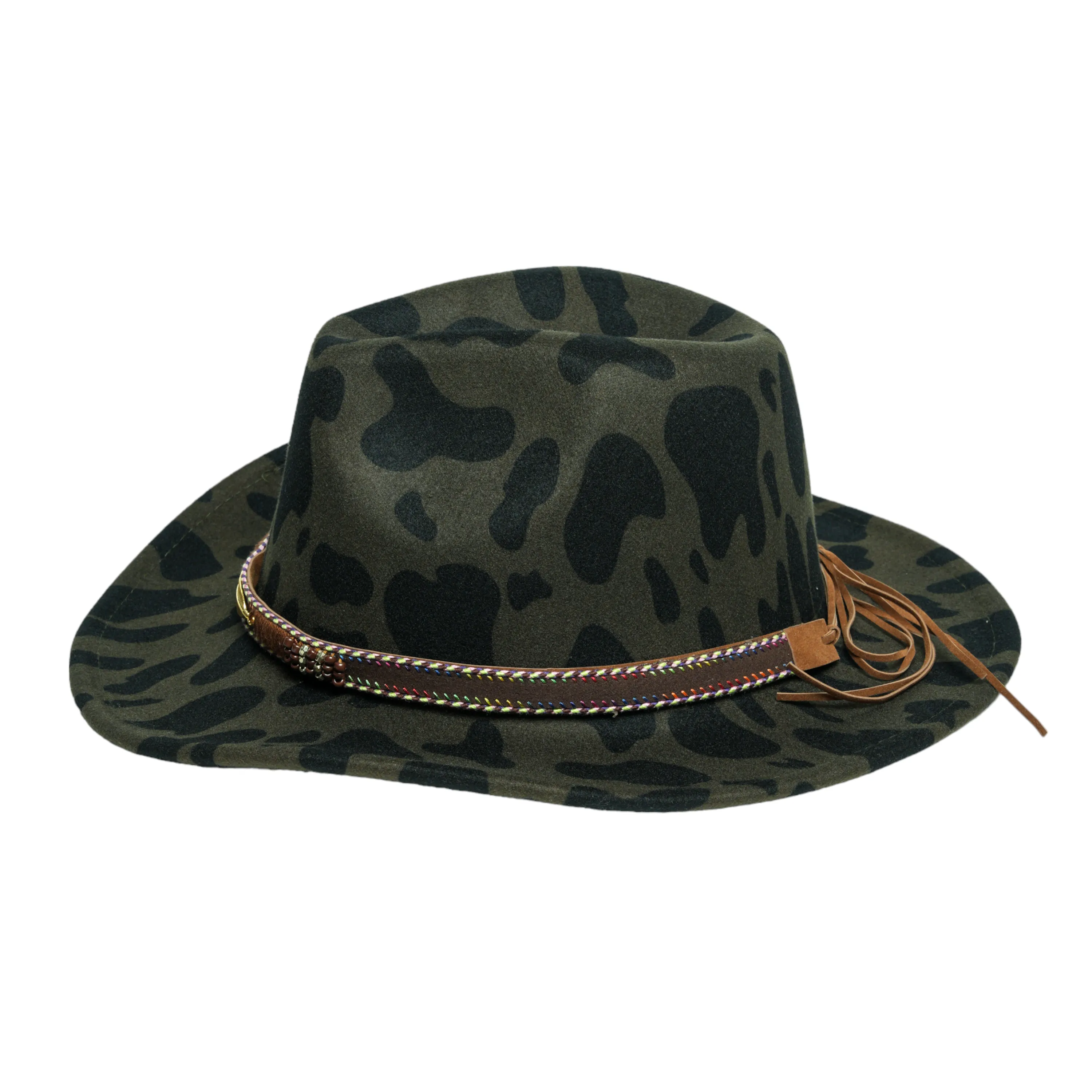 Chokore Cow Print Cowboy Hat (Olive Green)