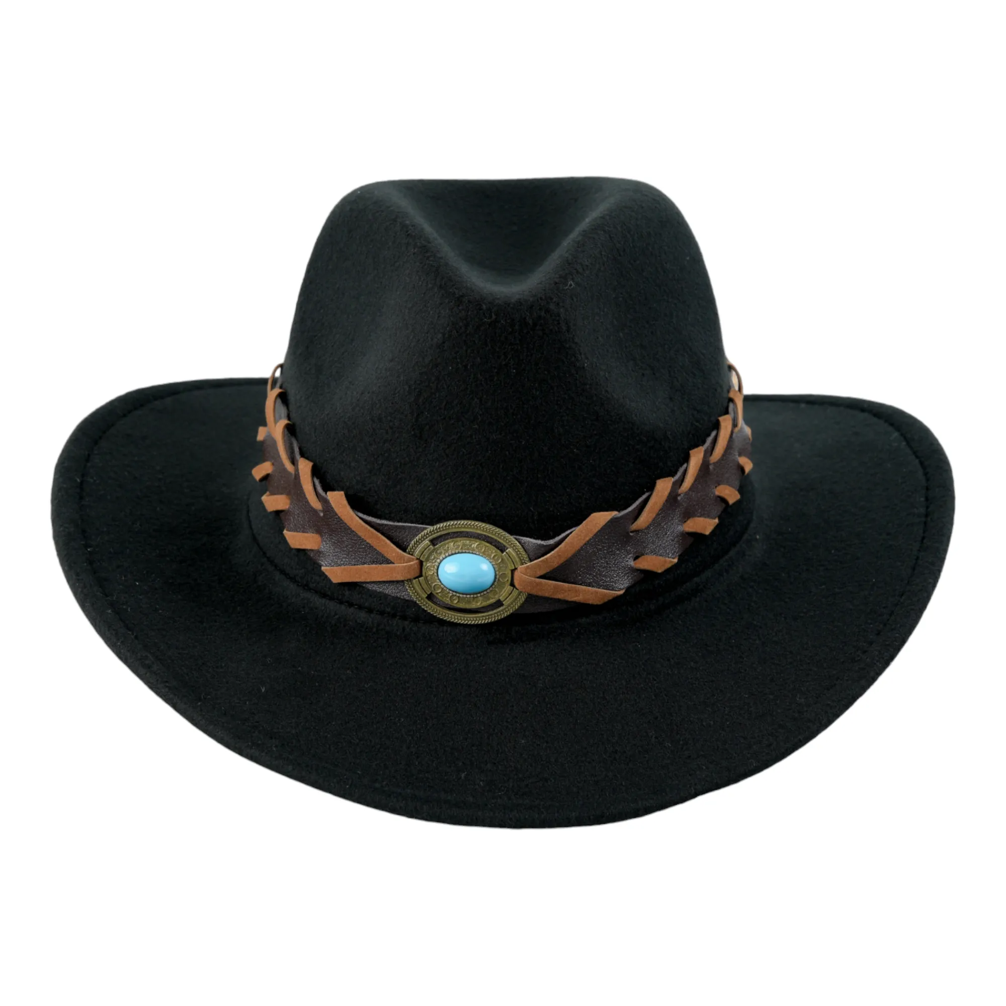 Chokore Cowboy Hat with Braided PU Belt (Black)