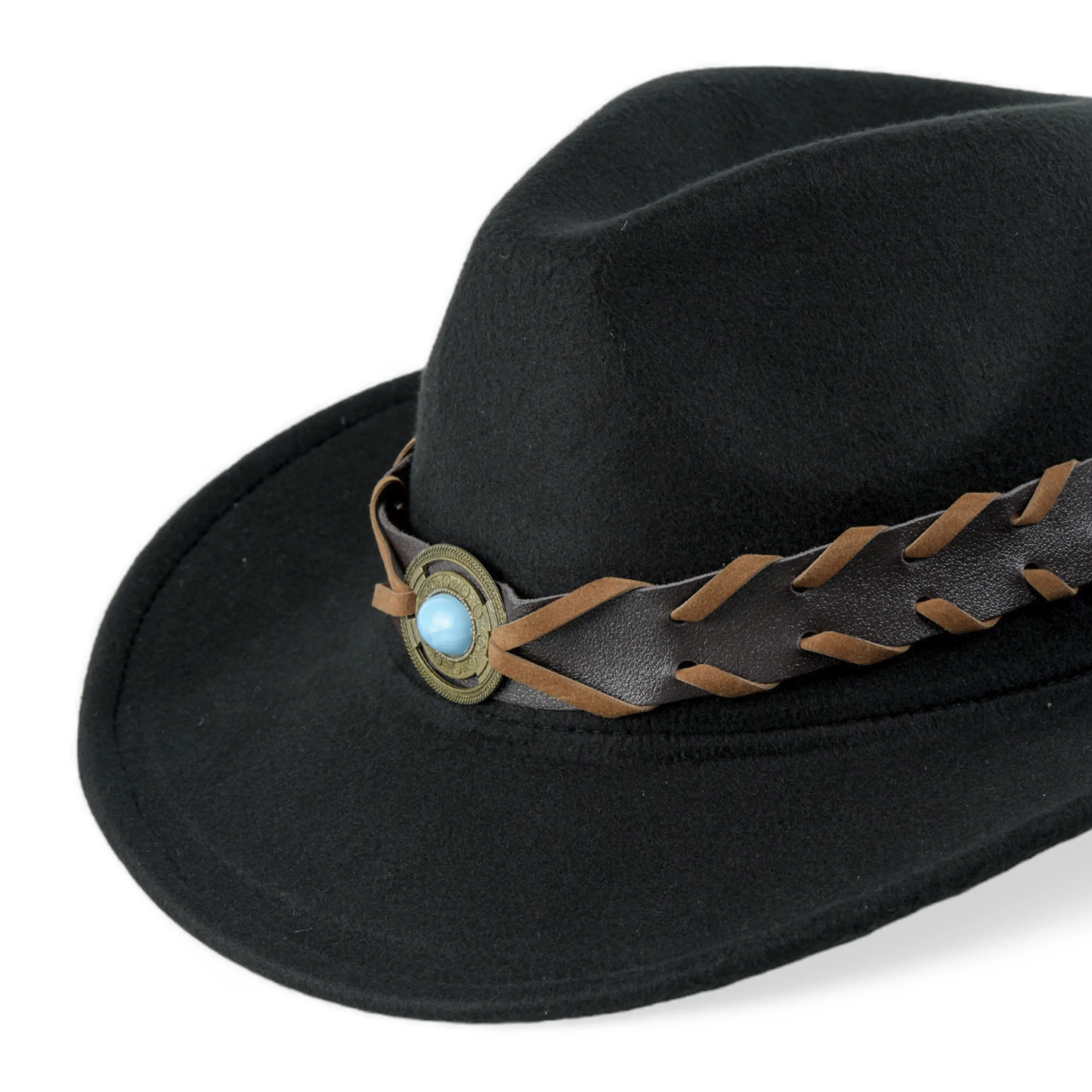 Chokore Cowboy Hat with Braided PU Belt (Black)