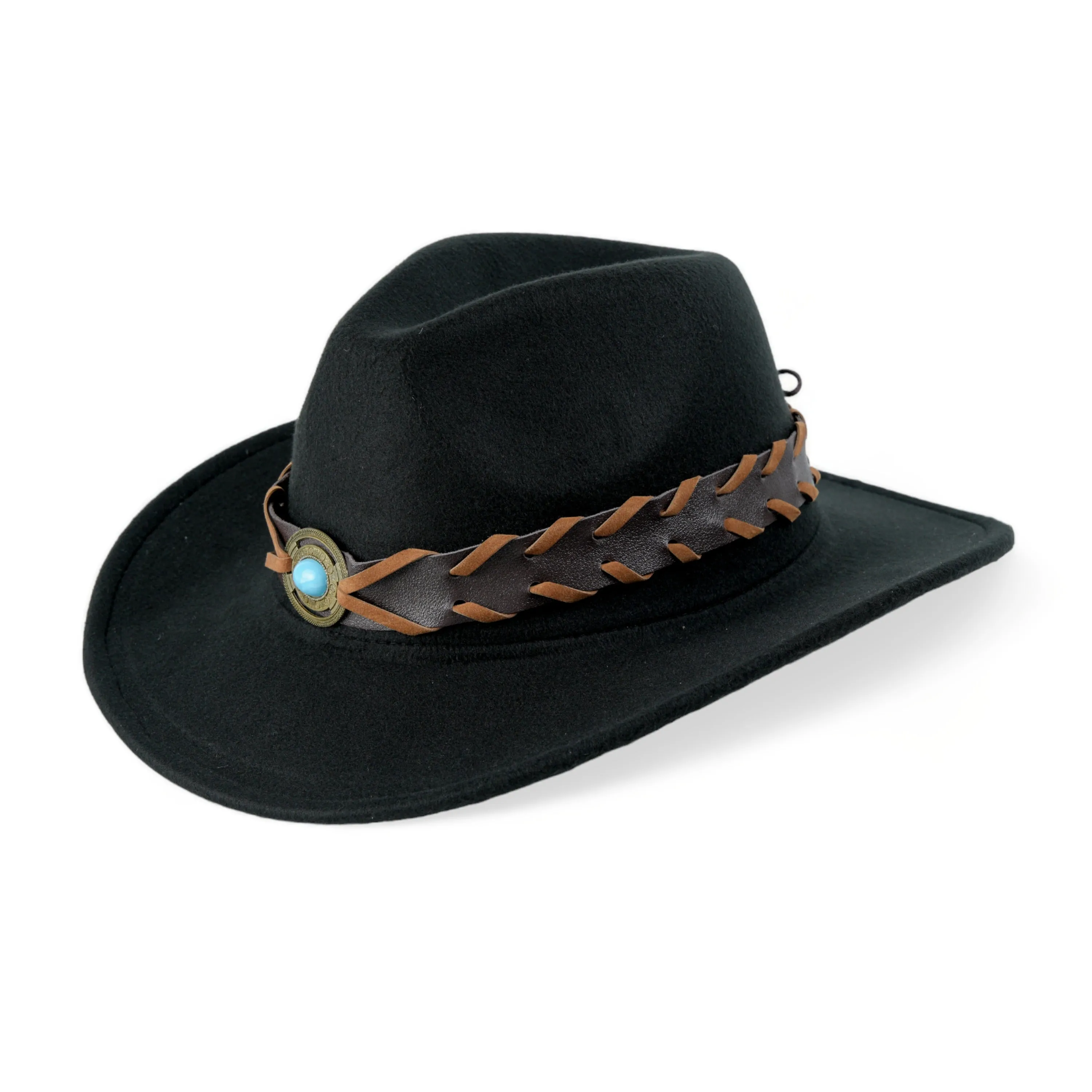 Chokore Cowboy Hat with Braided PU Belt (Black)