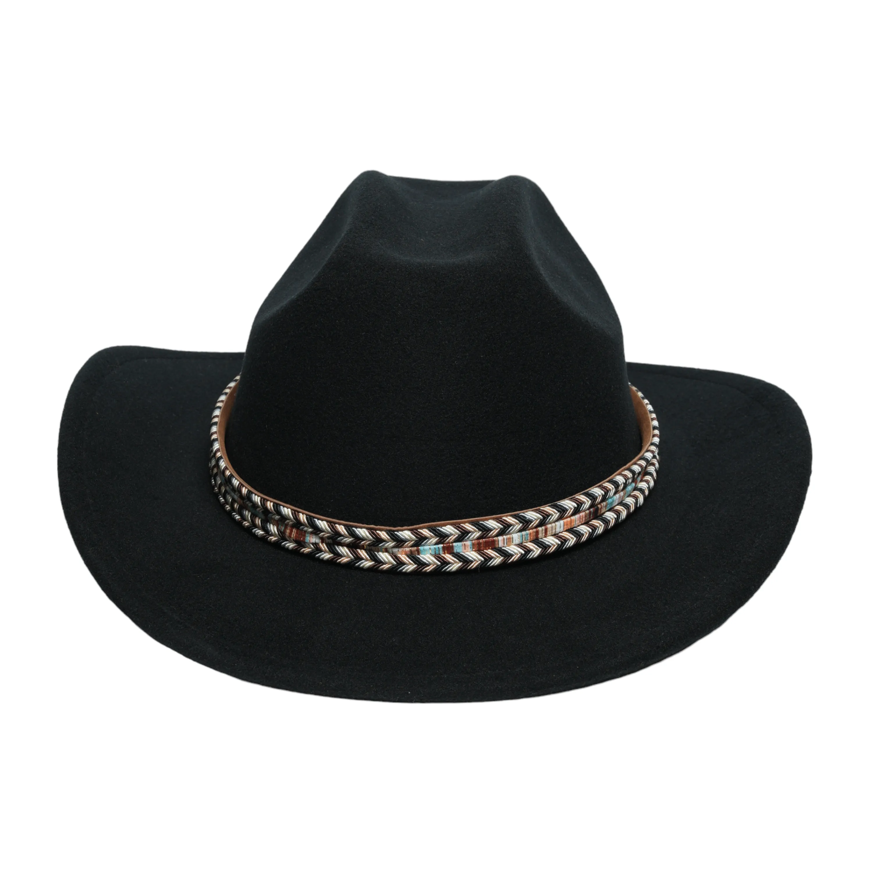 Chokore Cowboy Hat with Multicolor Belt (Black)