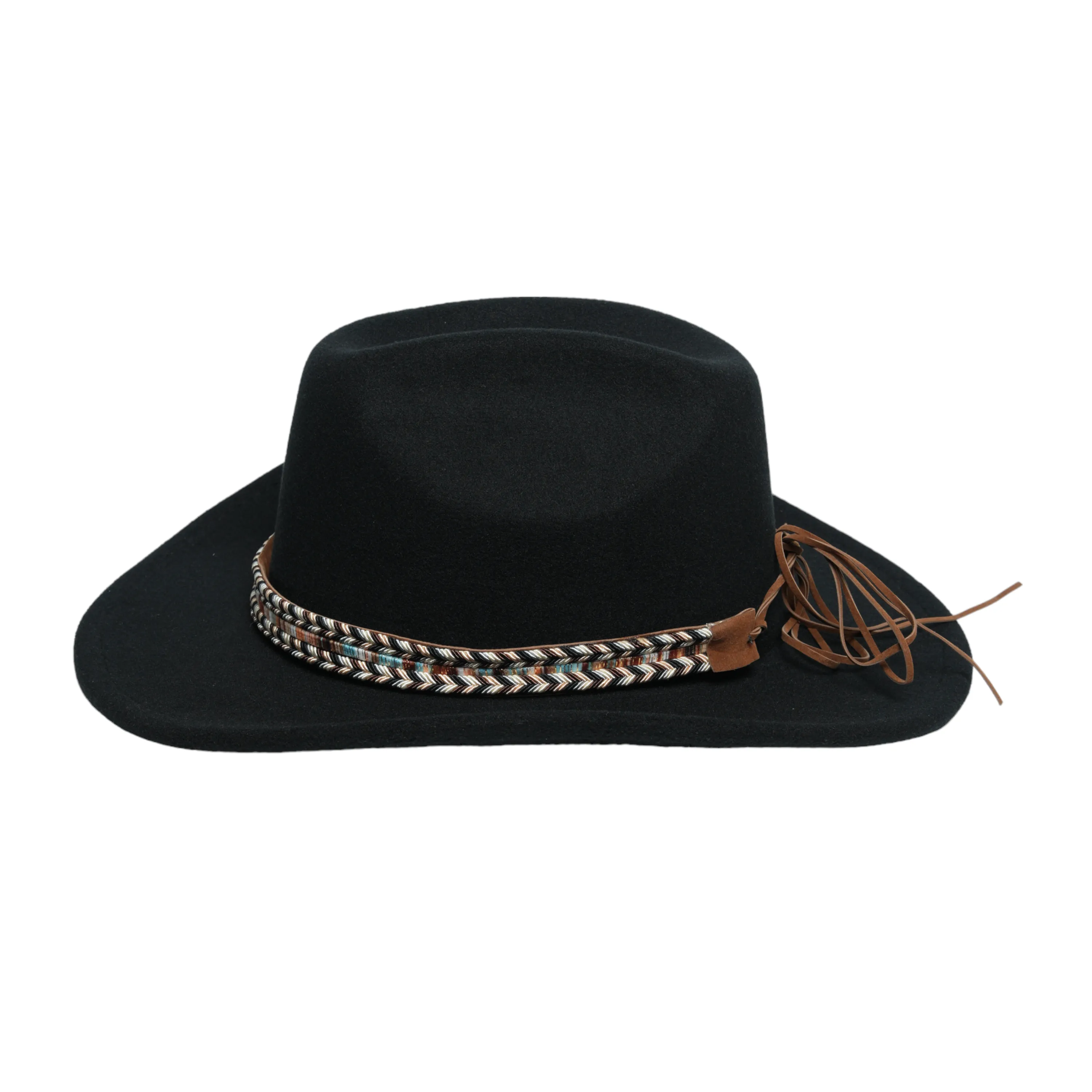 Chokore Cowboy Hat with Multicolor Belt (Black)