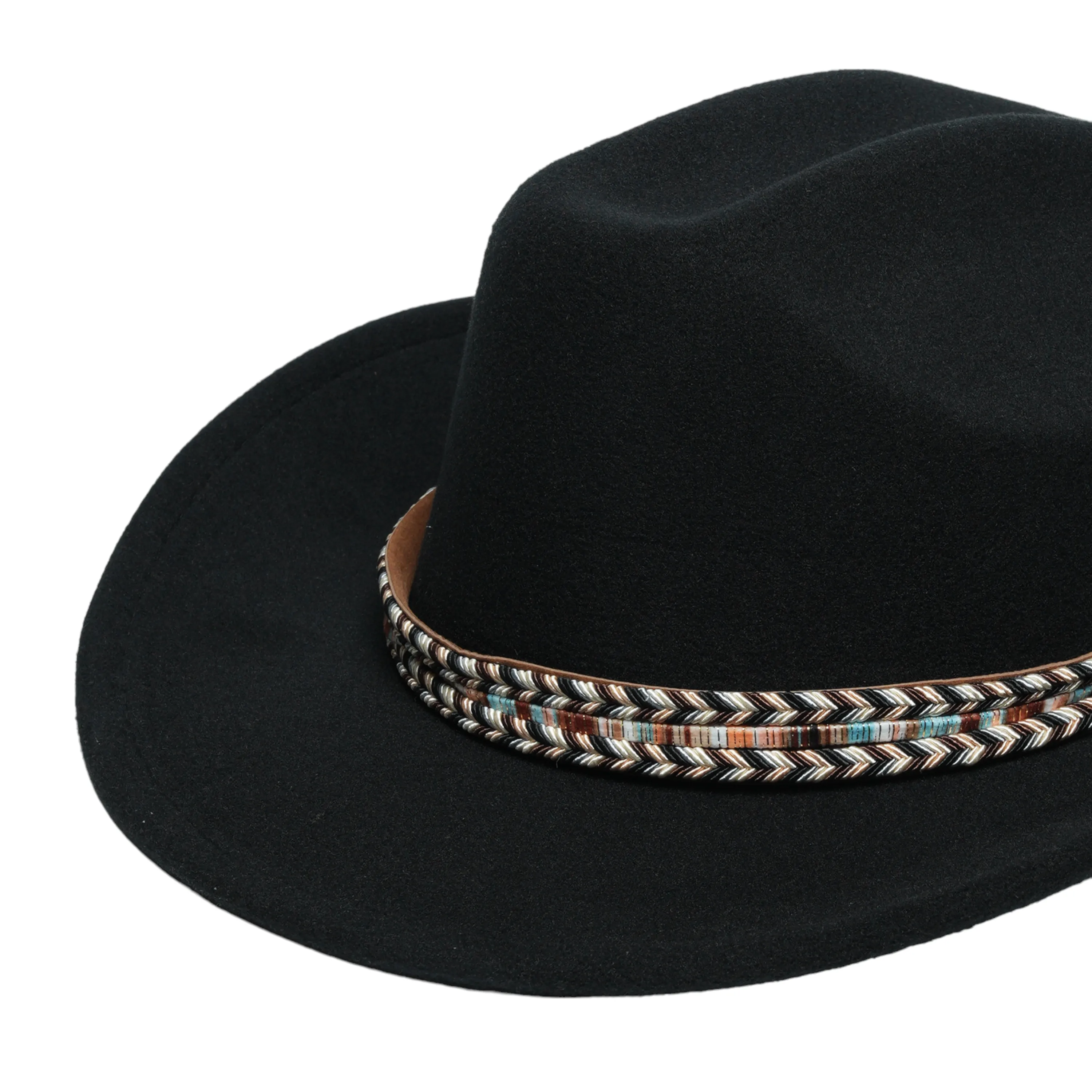 Chokore Cowboy Hat with Multicolor Belt (Black)