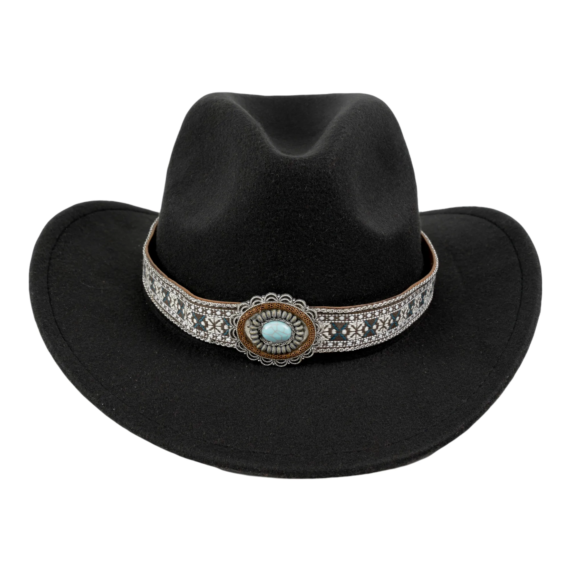 Chokore Ethnic Tibetan Cowboy Hat (Black)