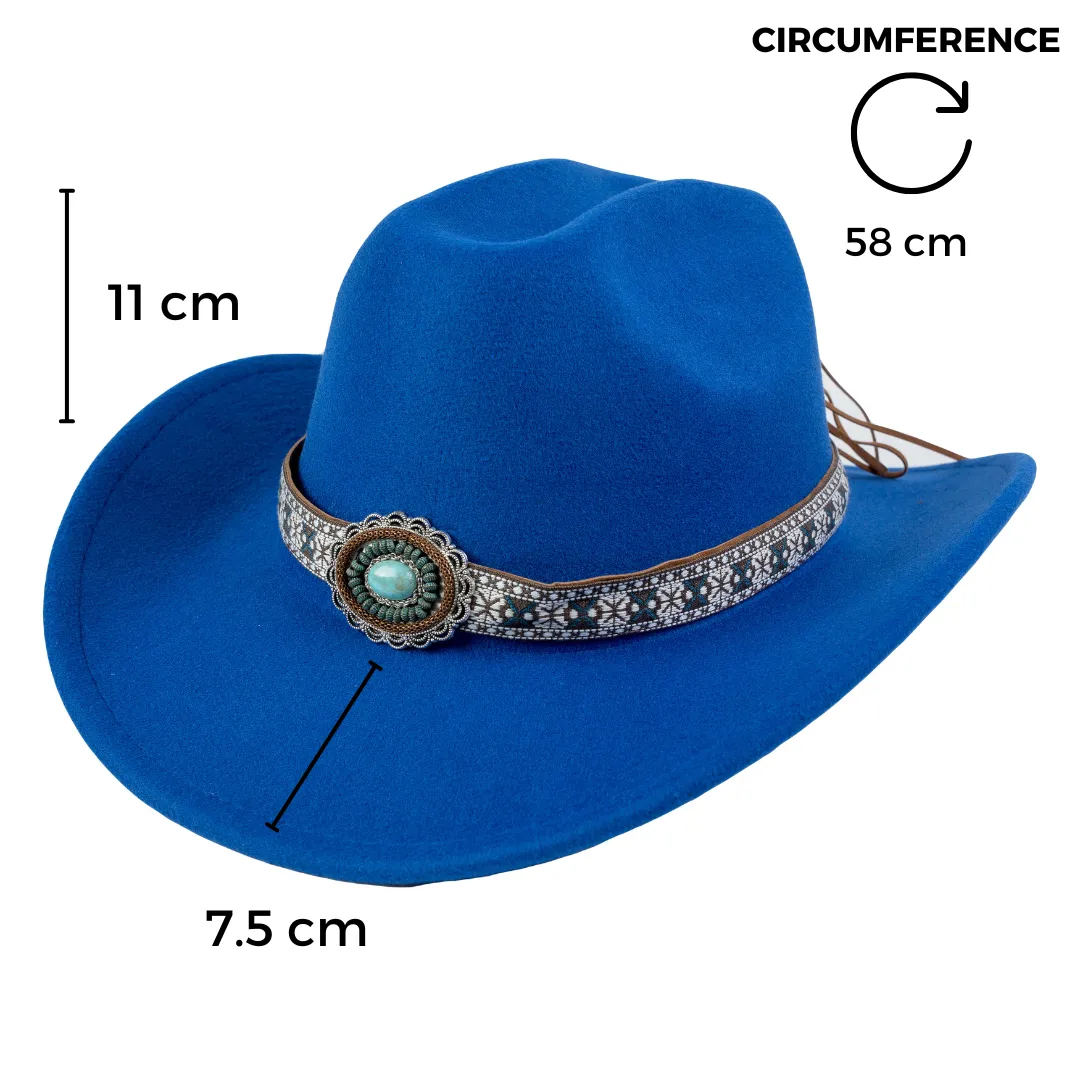 Chokore Ethnic Tibetan Cowboy Hat (Blue)