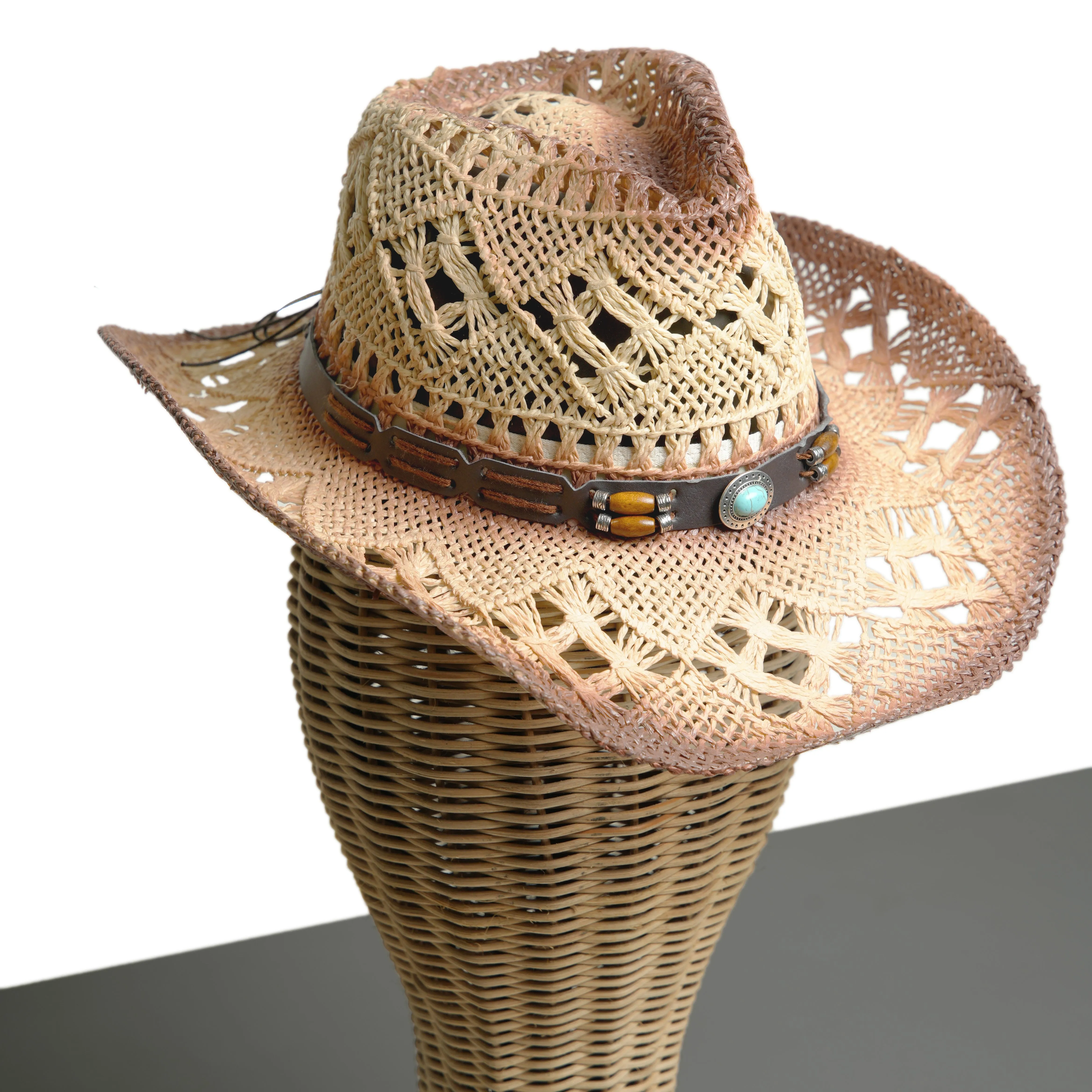 Chokore Handcrafted Double-tone Straw Cowboy Hat (Beige)