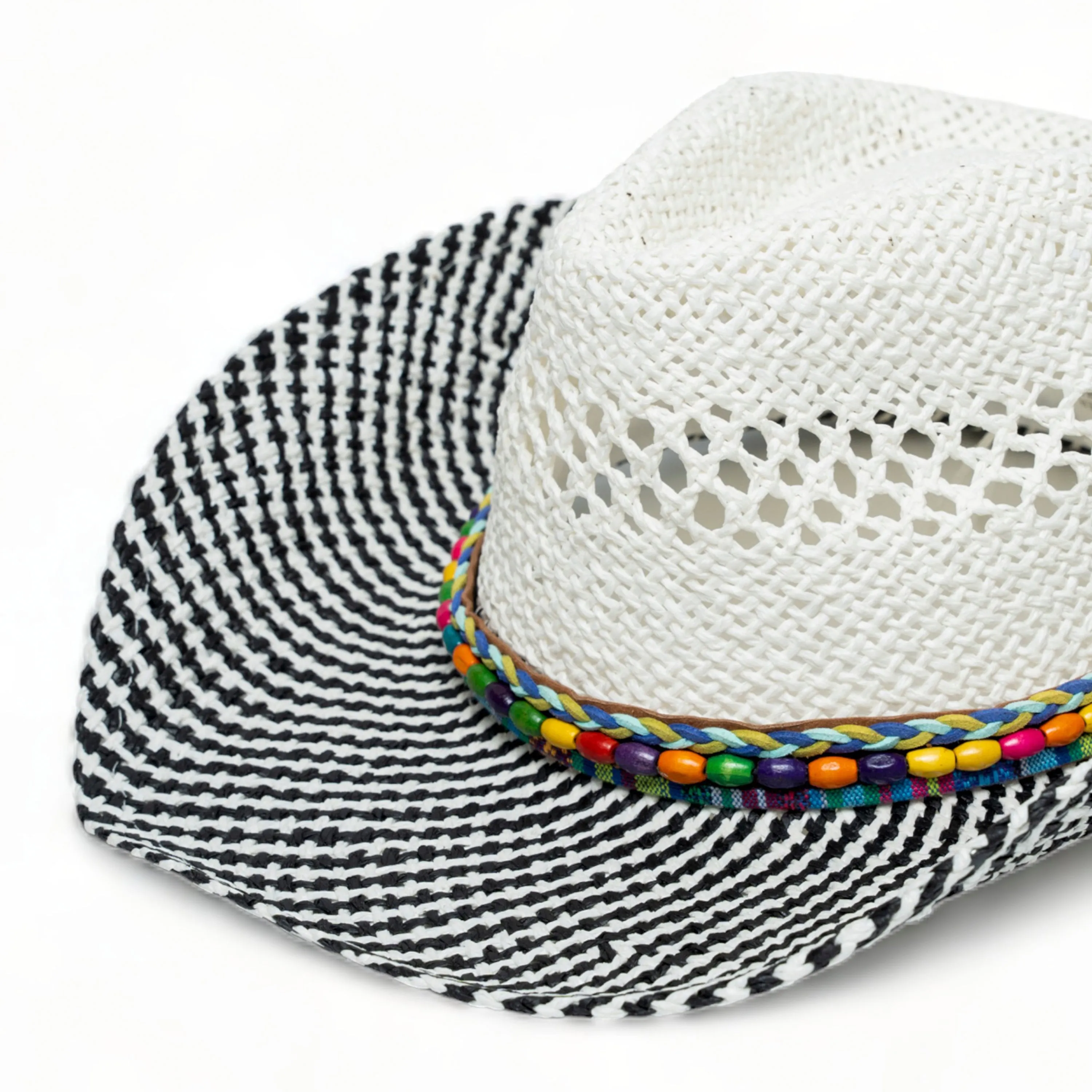 Chokore Handcrafted Straw Cowboy Hat (Black & White)