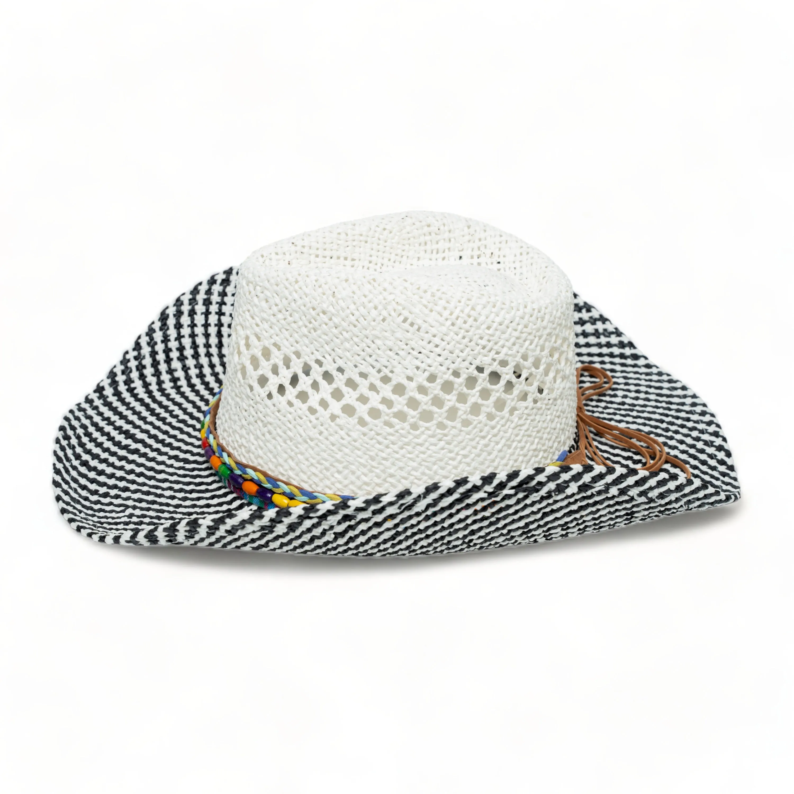 Chokore Handcrafted Straw Cowboy Hat (Black & White)