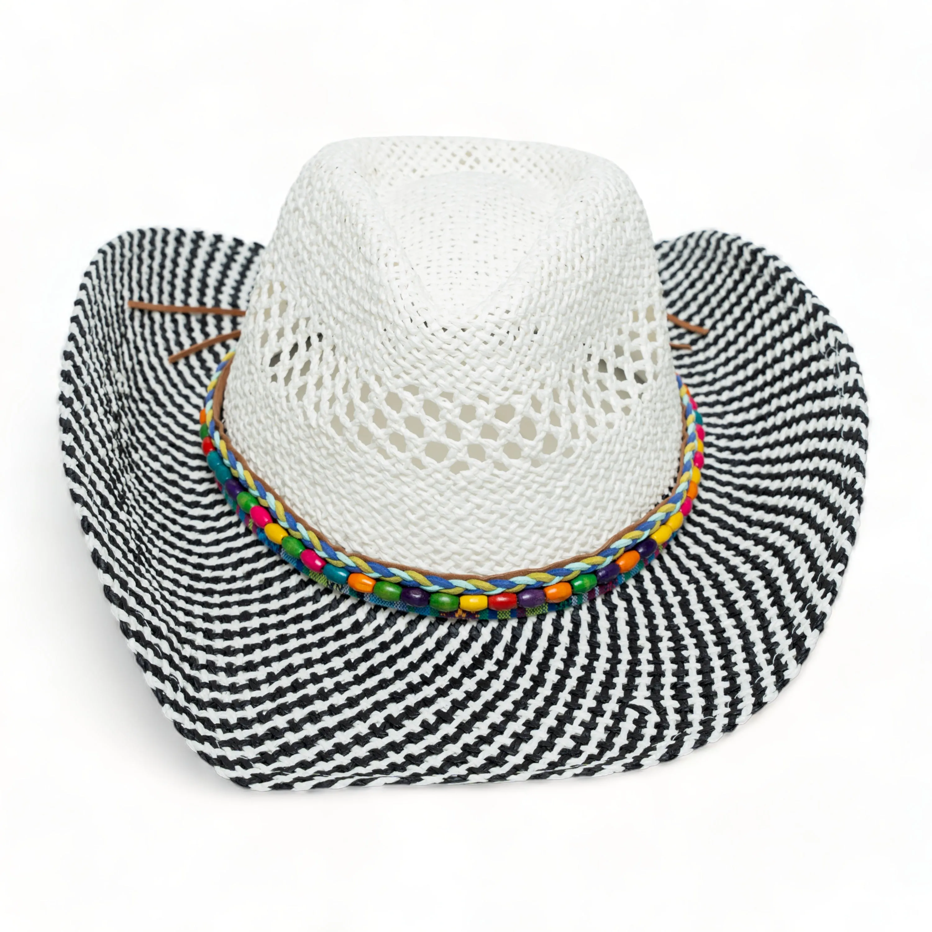 Chokore Handcrafted Straw Cowboy Hat (Black & White)